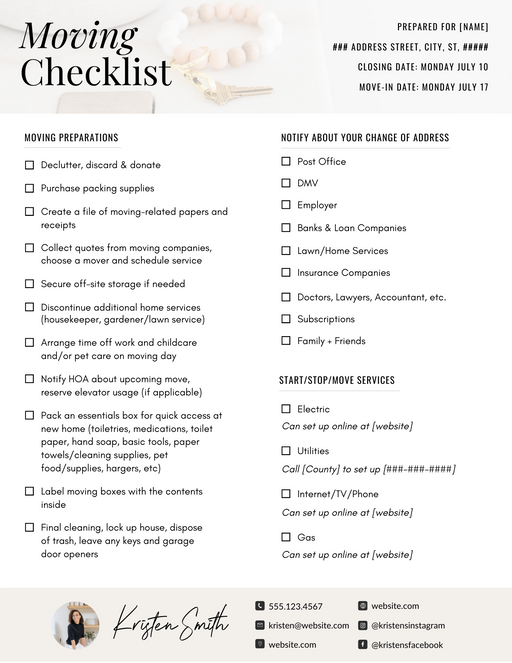 Moving Checklist, Utility Providers  - 3