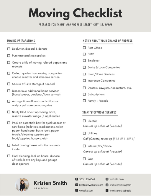 Moving Checklist, Utility Providers  - 2