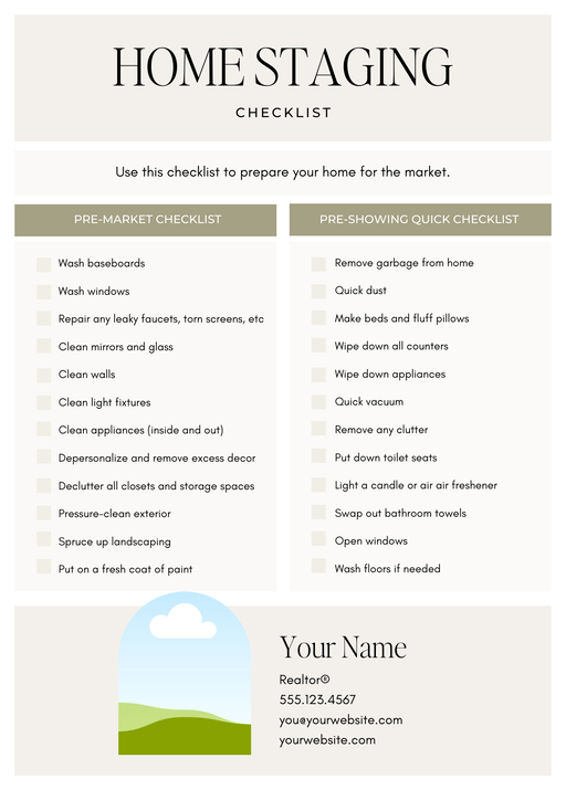Home Staging Checklist Coffee Contracts