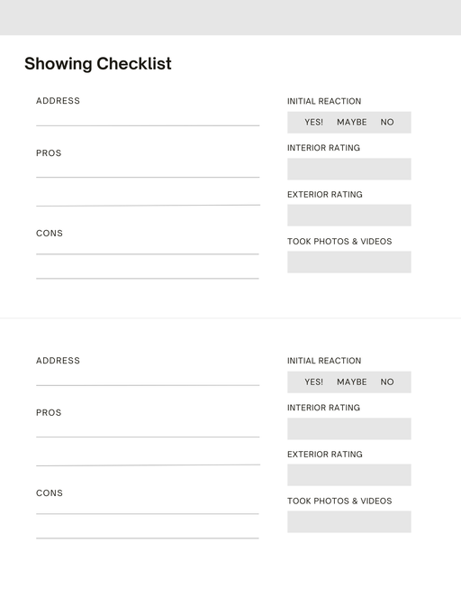Showing Checklist  - 3